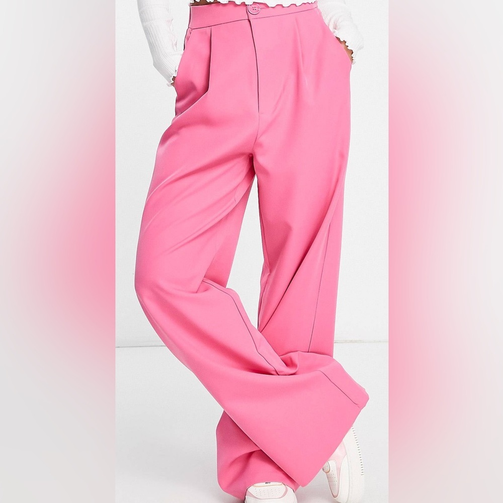 ASOS Stradivarius Wide Leg Pants Trouser Summer Spring Hot Pink US 0 UK4 NWOT